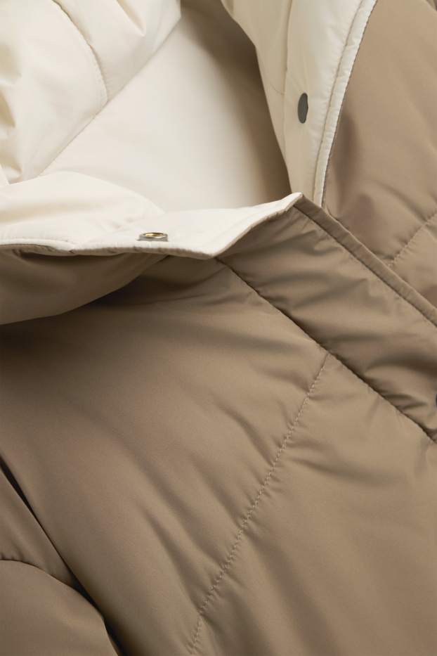 Donna - Giacca trapuntata con cappuccio - idrorepellente - tortora