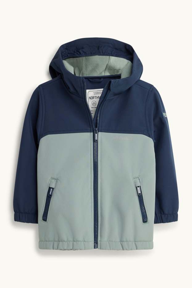 Bambini - Giacca soft shell con cappuccio - impermeabile - blu / blu scuro