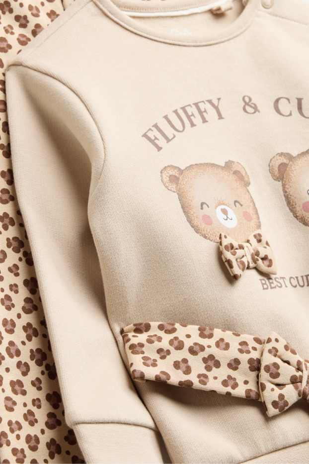Bébés filles - Ourson - tenue pour bébé - 3 pièces - imprimé léopard - beige