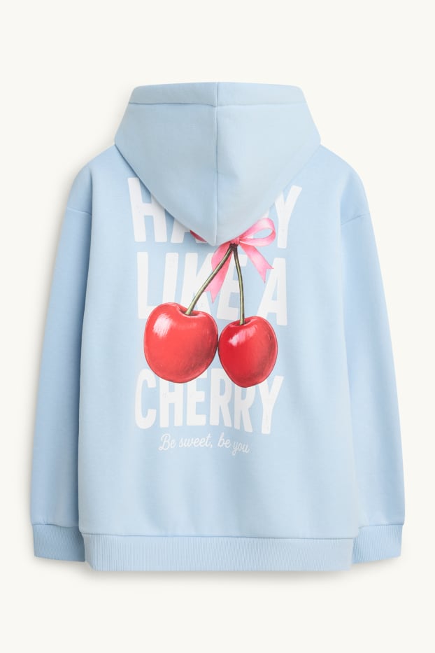 Kinderen: meisjes - Kers - hoodie - lichtblauw