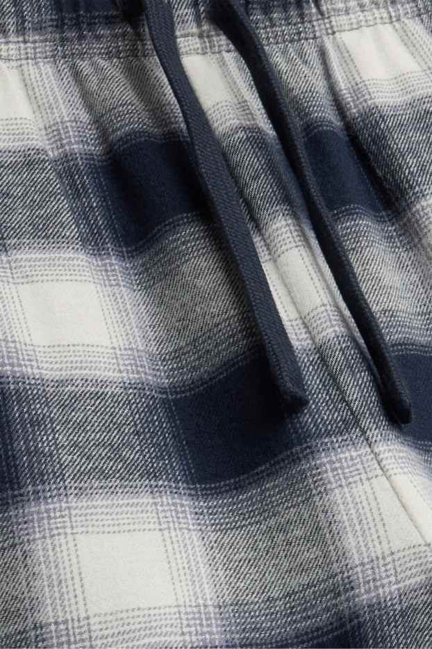 Herren - Flanell-Pyjamahose - kariert - dunkelblau / weiss