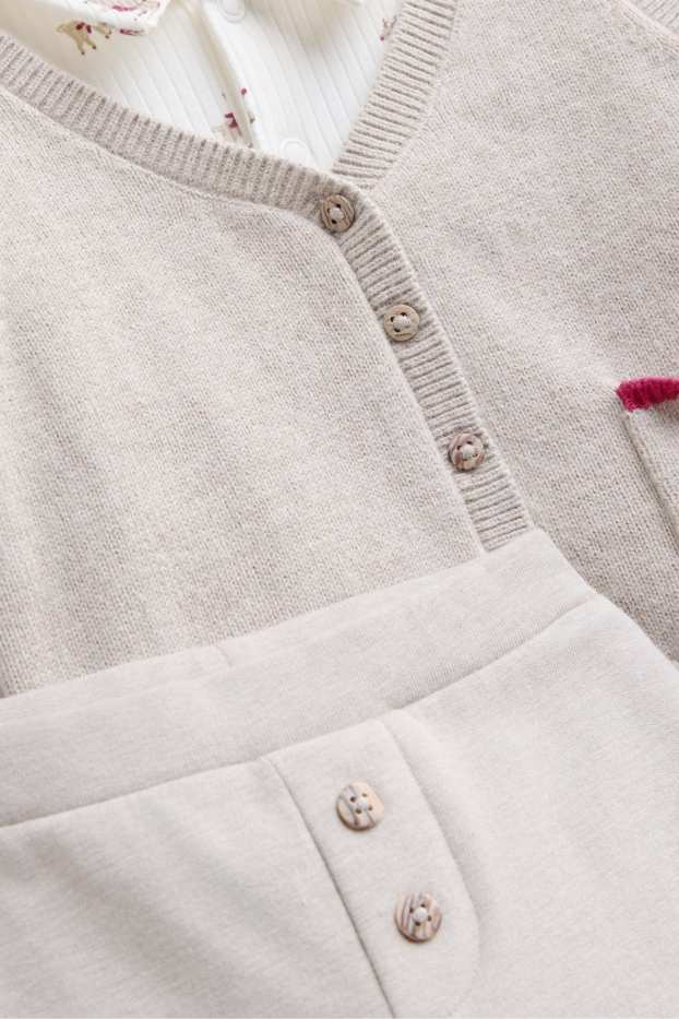 Baby Jungen - Rentier - Weihnachts-Erstlingsoutfit - 3 teilig - weiss / beige