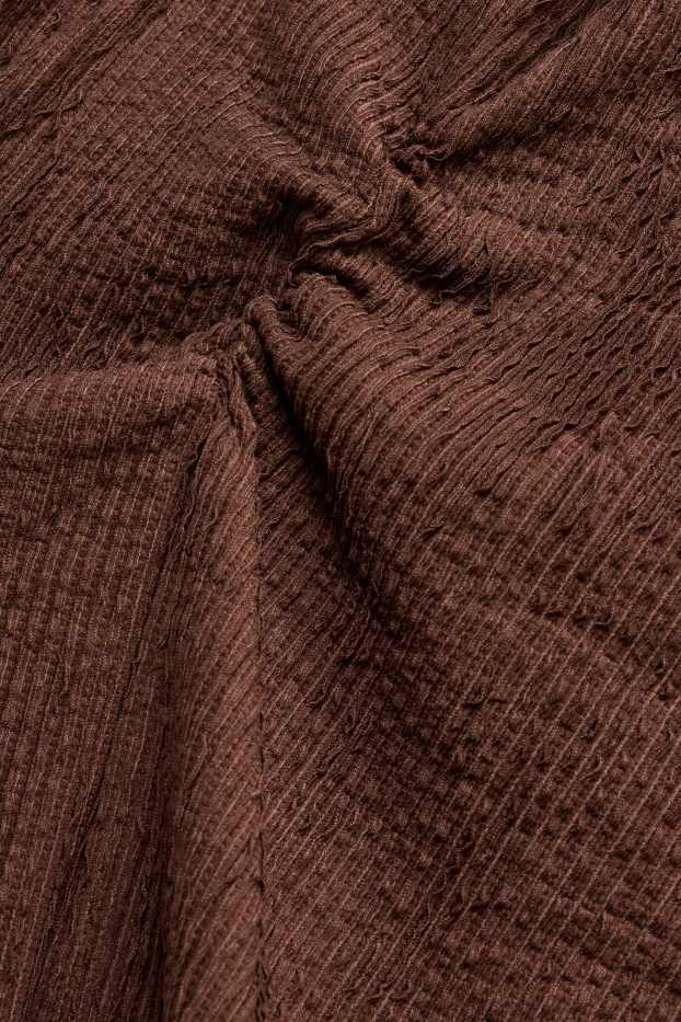 Femmes - Haut à manches longues - slim fit - finition côtelée - marron
