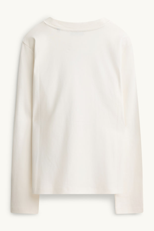 Damen - Langarmshirt - Regular Fit - cremefarben