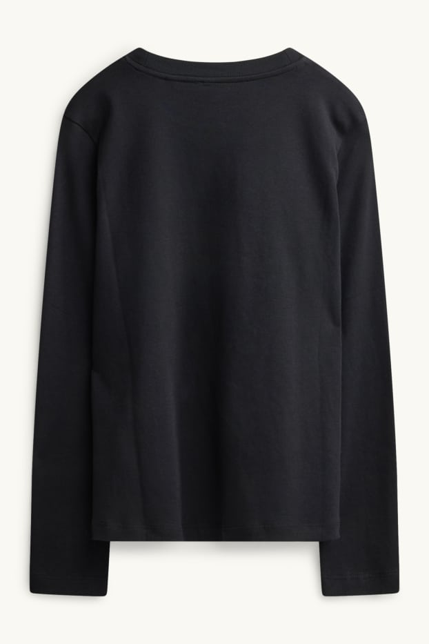 Damen - Langarmshirt - Regular Fit - schwarz / weiss