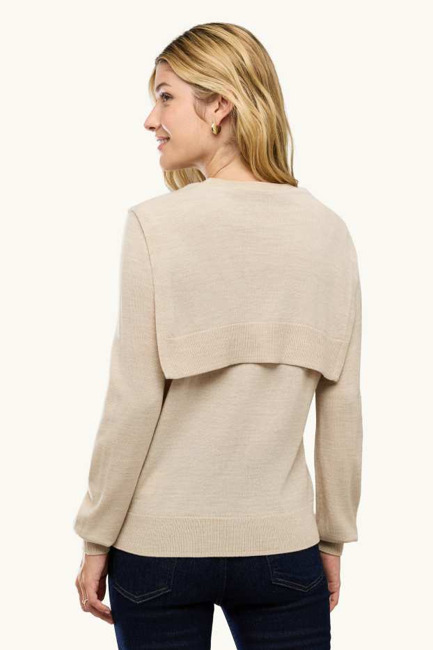 Damen - Pullover - 2-in-1-Look - beige