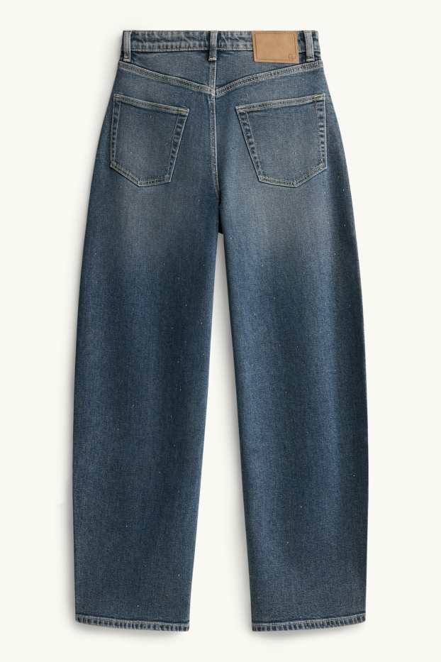Dona - Barrel Jeans amb pedres d’estràs - high waist - texà blau