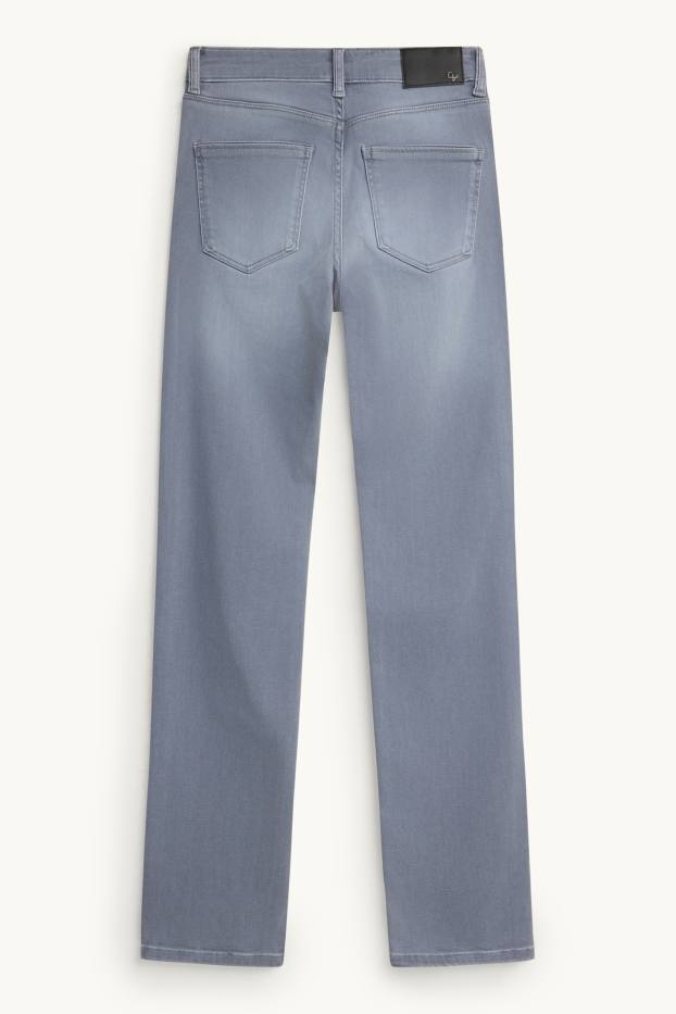 Femei - Straight jeans - talie medie - denim-albastru gri
