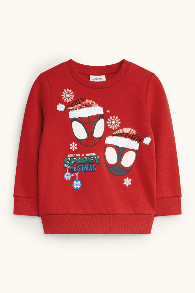 Bambini - Uomo Ragno - maglione natalizio - effetto brillante - rosso