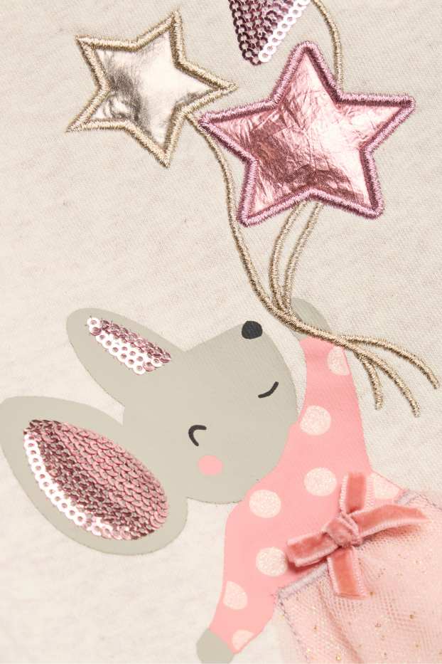 Enfants filles - Souris - sweat - effet brillant - rose / beige