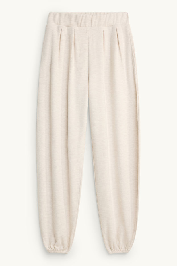 Femmes - Pantalon de jogging - finition côtelée - crème