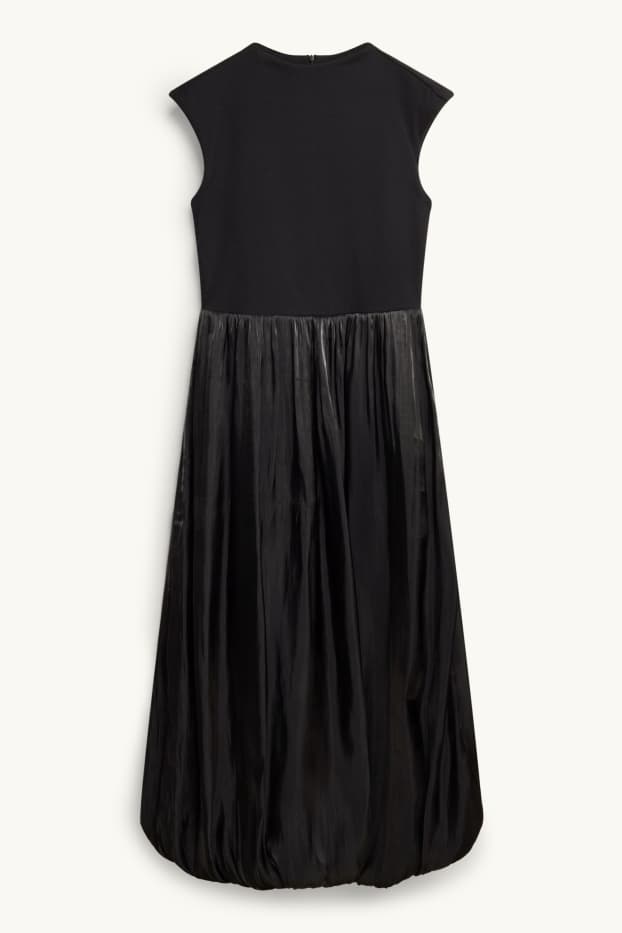 Dames - Fit & flare-jurk - glanzend - zwart