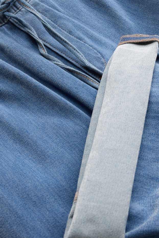 Dames - Chenille wide leg jeans - high waist - jeansblauw