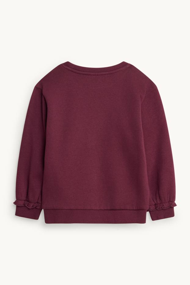 Children Girls - Lock and horse - sweatshirt - shiny - bordeaux