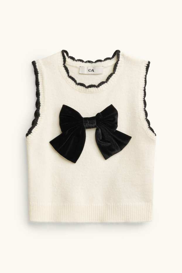 Children Girls - Bow - set - slipover and long sleeve top - 2 piece - cremewhite