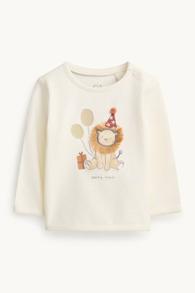 Unisex - Löwe - Baby-Sweatshirt - weiss