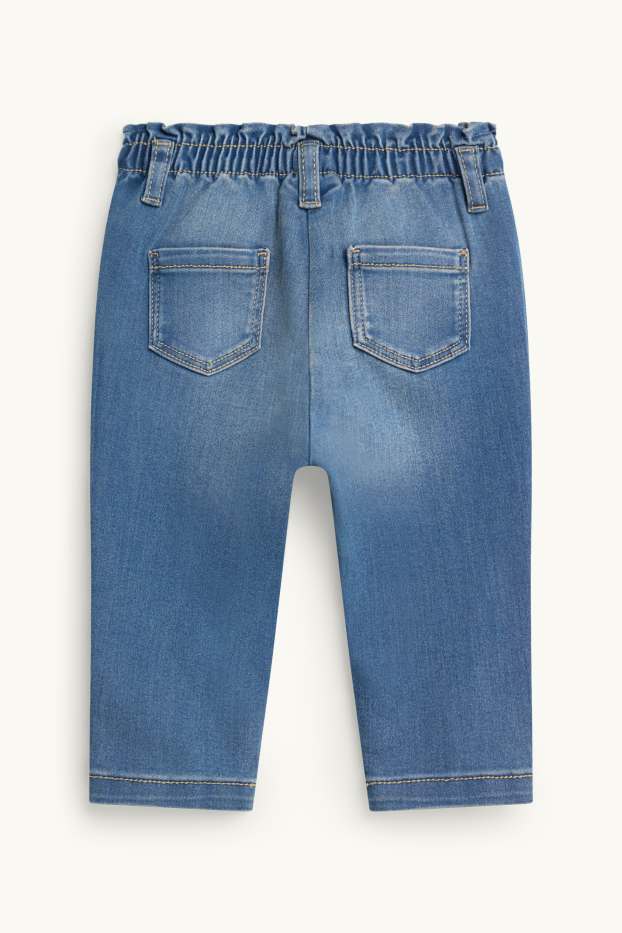 Baby Girls - Flowers and acorns - baby jeans - blue denim