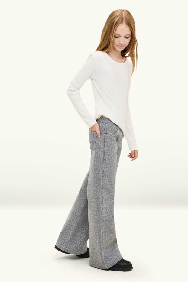 Nena - Wide Leg Jeggings - estampats - gris