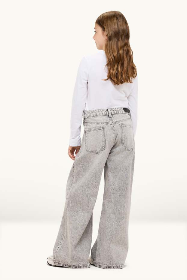 Děti - dívky - Wide leg jeans - džíny - světle šedé