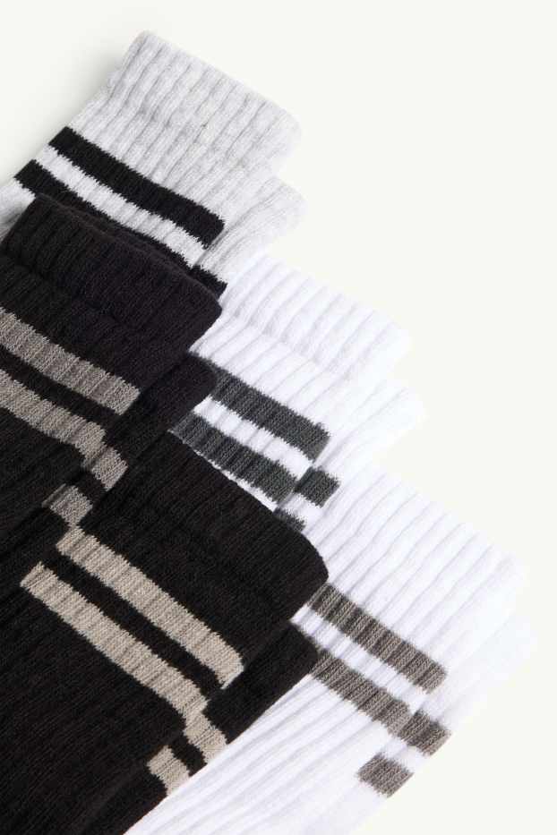 Enfants garçons - Lot de 5 paires - chaussettes - côtelées - blanc / noir