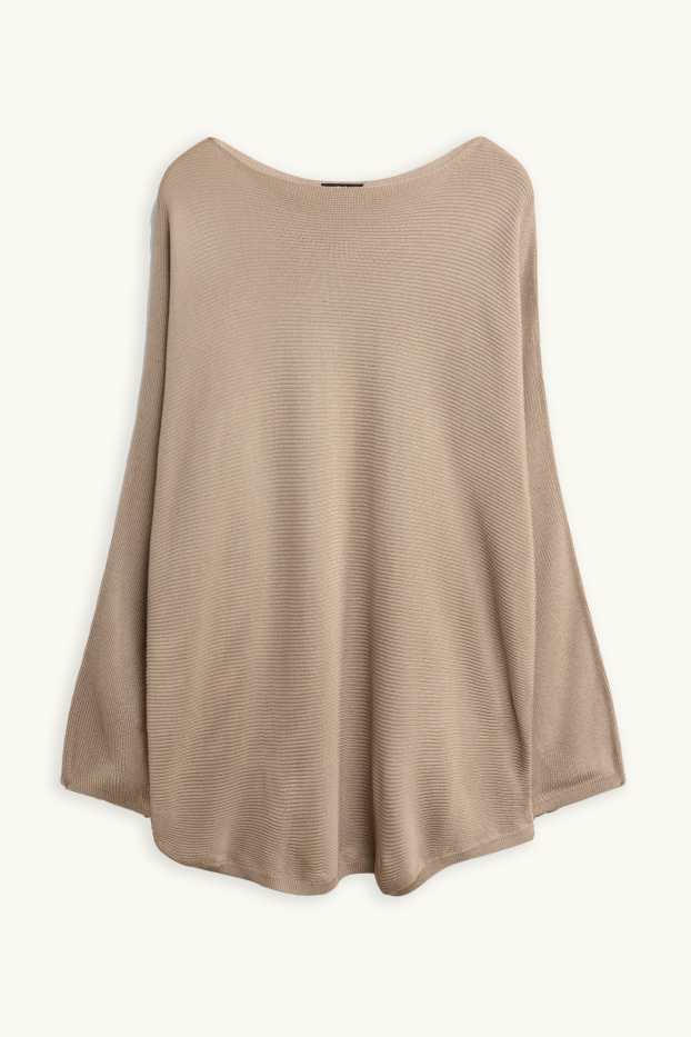 Damen - Pullover - gerippt - beige