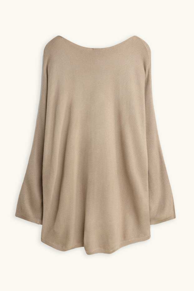 Damen - Pullover - gerippt - beige