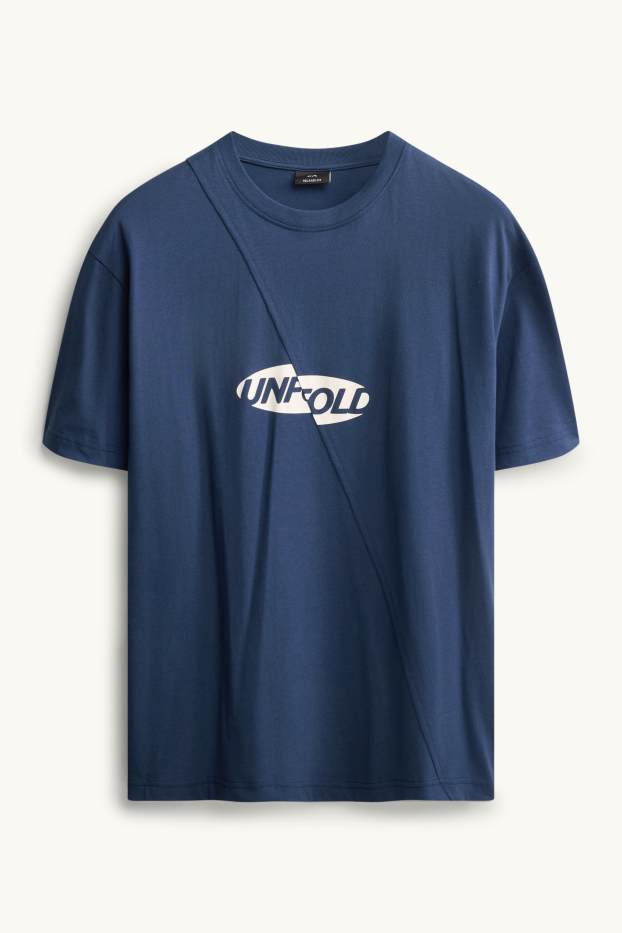 Hommes - T-shirt - relaxed fit - bleu / blanc