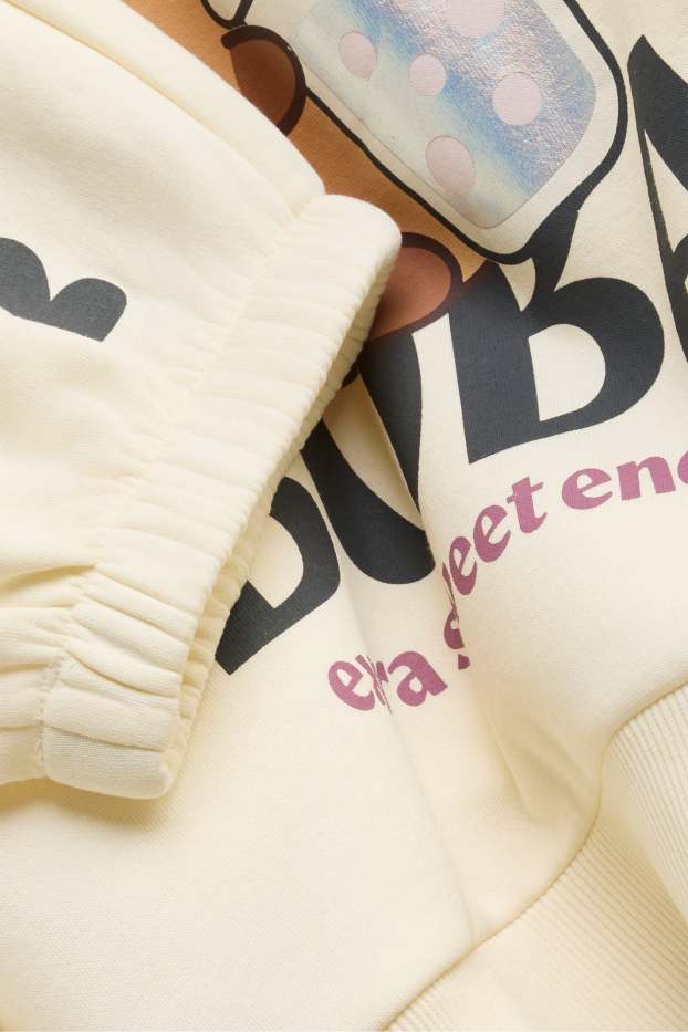 Bambine - CapyFun - set - felpa con cappuccio e pantaloni sportivi - 2 pezzi - crema