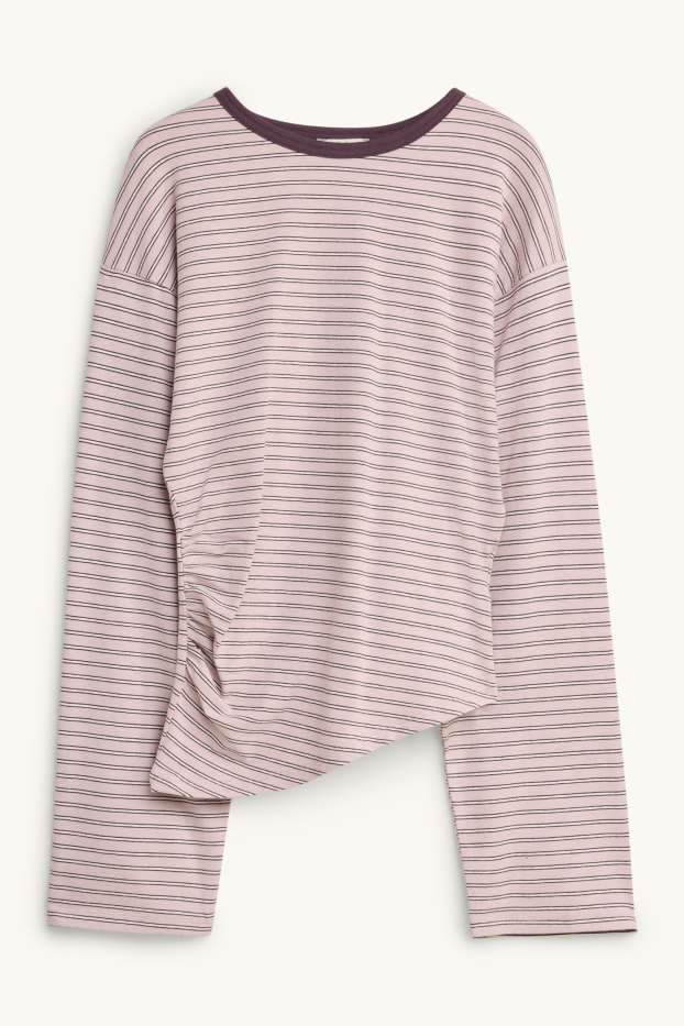 Dona - Samarreta de màniga llarga - slim fit - de ratlles - rosa