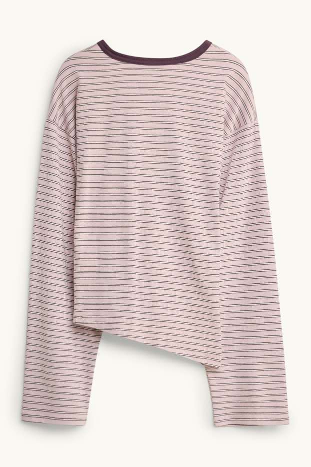 Dona - Samarreta de màniga llarga - slim fit - de ratlles - rosa