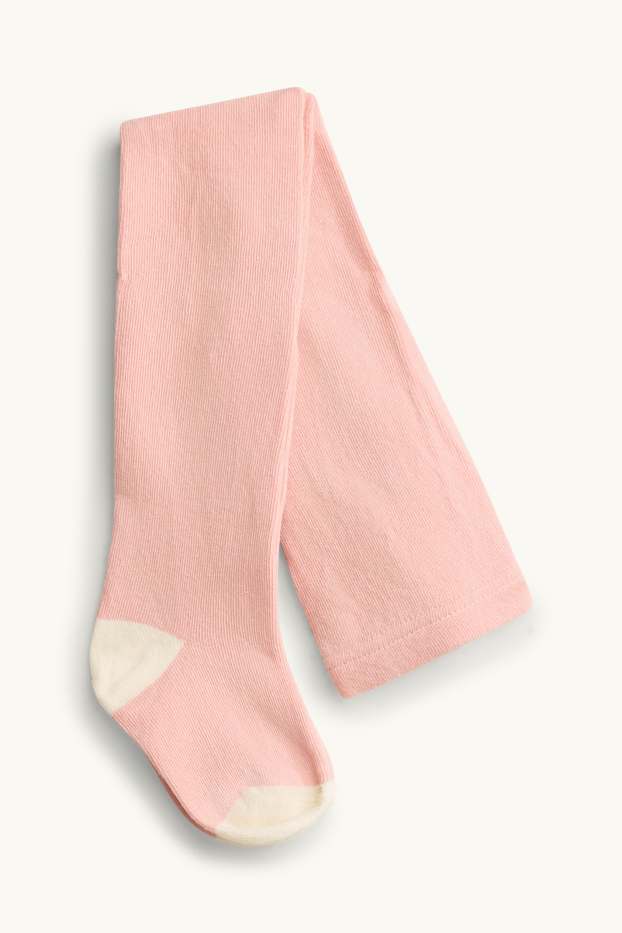Enfants filles - Ensemble - pull chaud, jupe chaude et collants chauds - rose / beige