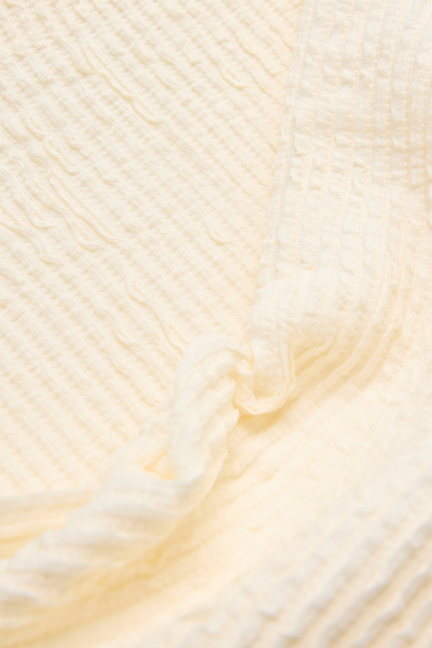 Femmes - Haut à manches longues - slim fit - finition côtelée - crème