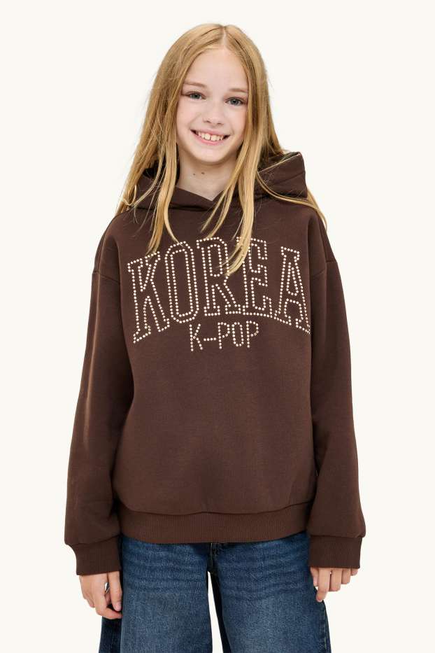 Bambine - K-Pop - felpa con cappuccio - marrone