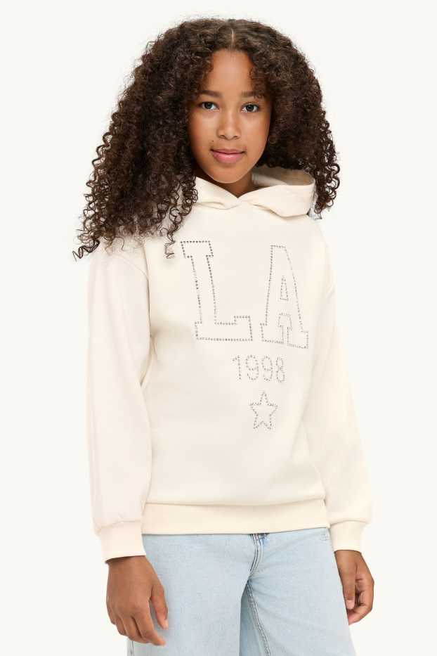 Kinder Mädchen - Hoodie - Glanz-Effekt - cremefarben