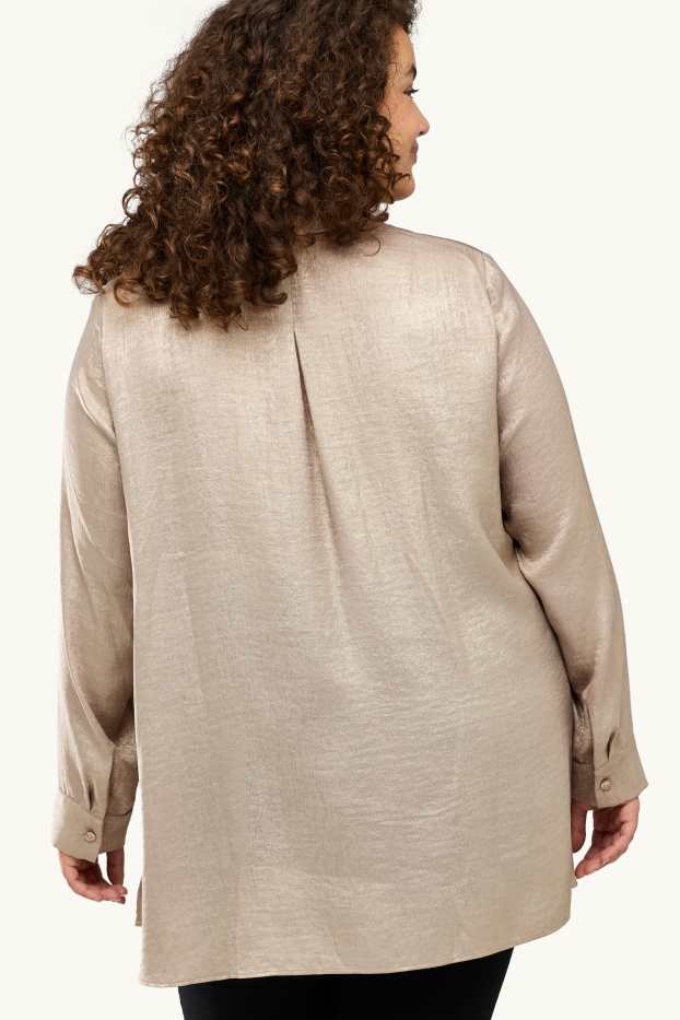 Dames - Satijnen blouse - beige