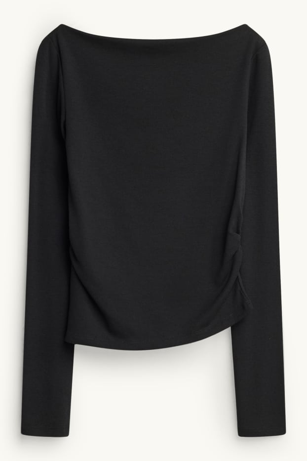 Damen - Langarmshirt - Slim Fit - schwarz