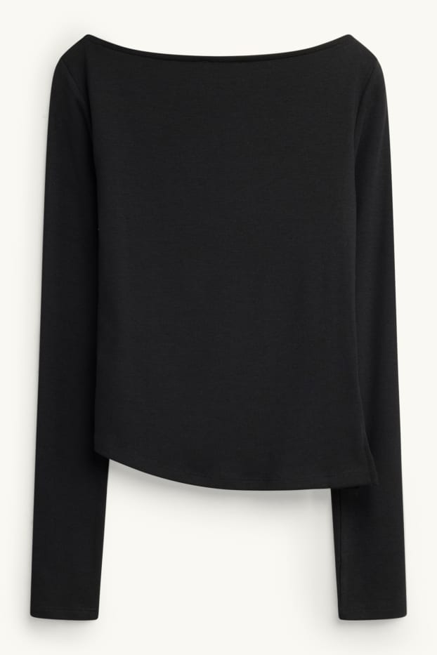 Damen - Langarmshirt - Slim Fit - schwarz