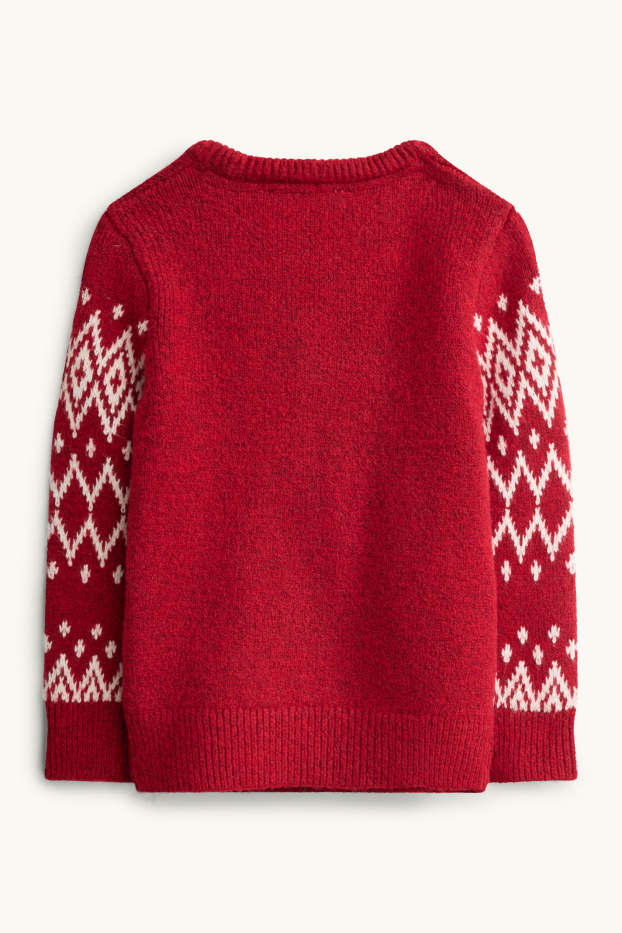 Enfants garçons - Renne - pull de Noël - rouge / blanc