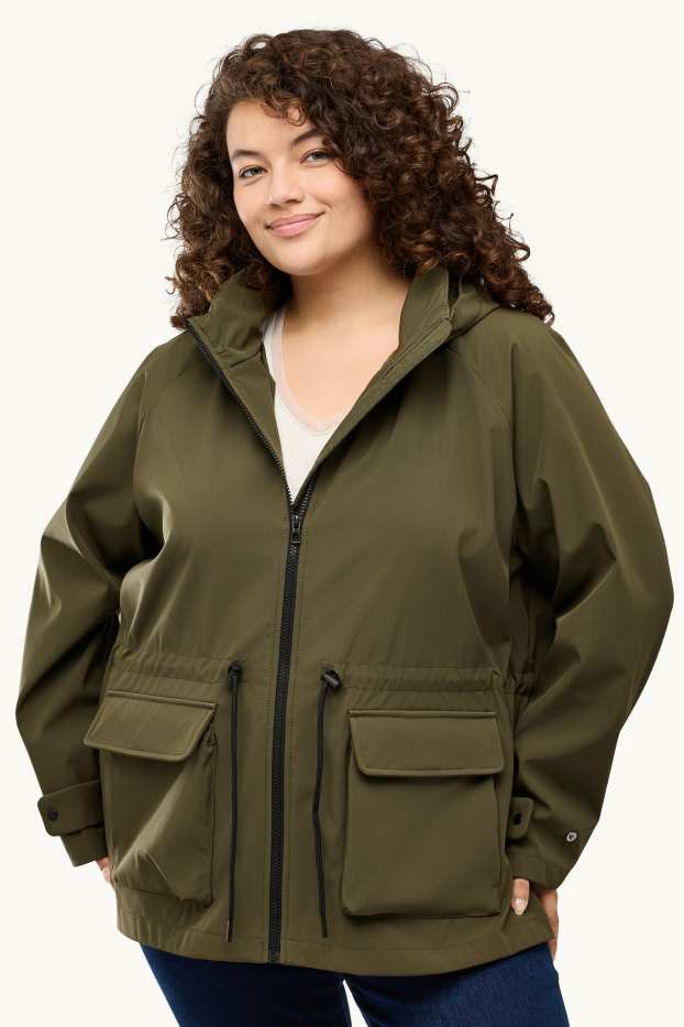 Femei - Geacă softshell cu glugă - rezistentă la apă - 4 Way Stretch - verde închis