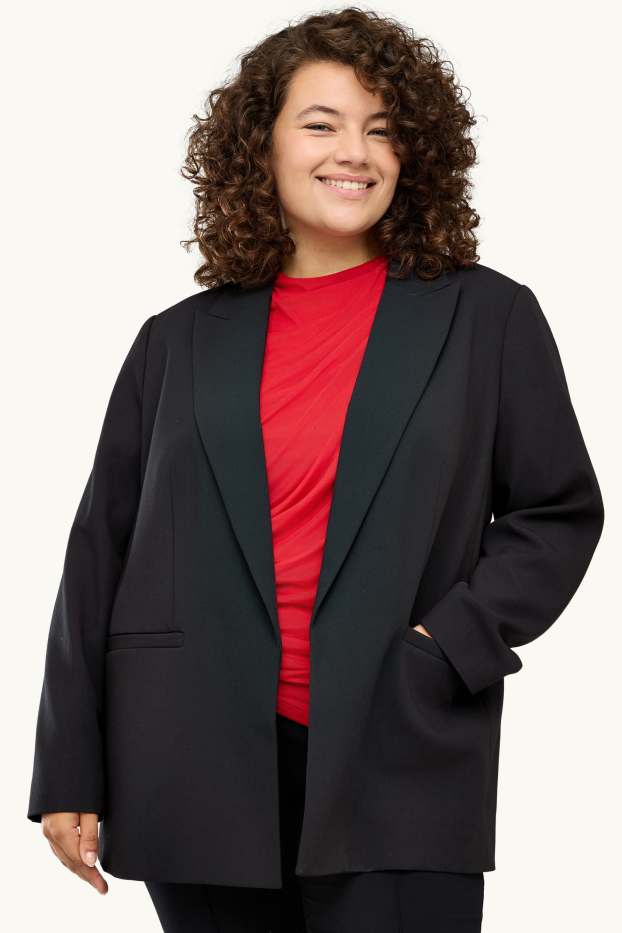 Women - Long blazer - regular fit - black