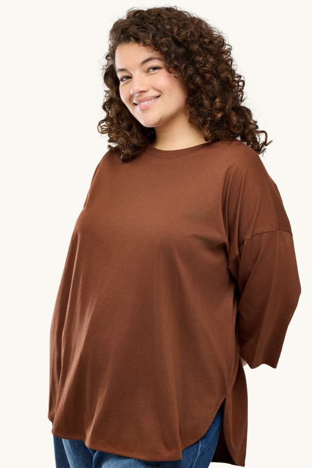 Women - T-shirt - relaxed fit - brown