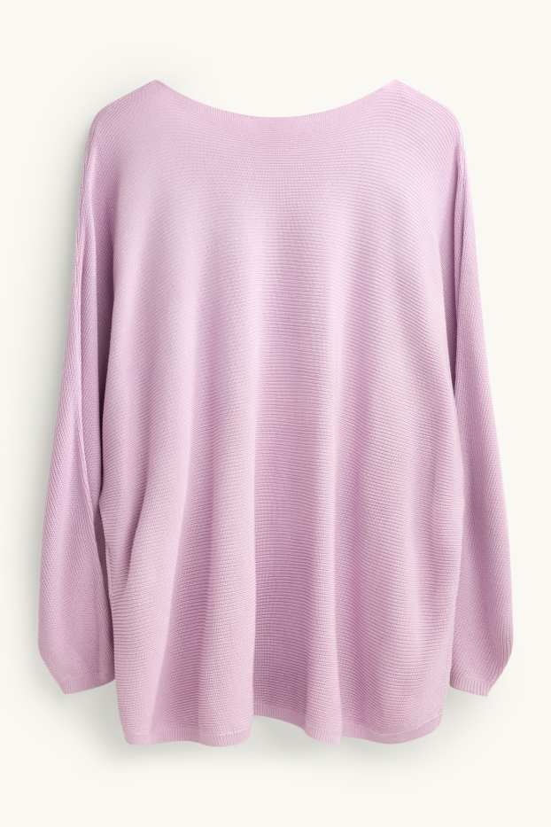 Damen - Pullover - gerippt - flieder