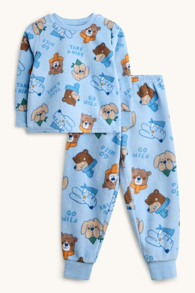 Enfants garçons - Ours - pyjama en polaire - 2 pièces - bleu clair