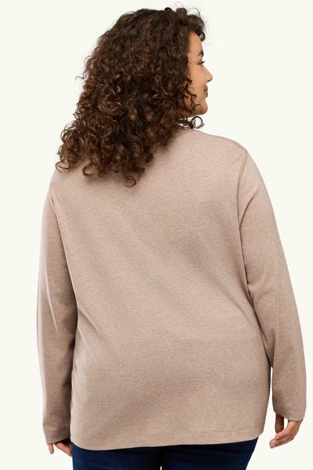 Damen - Langarmshirt - beige