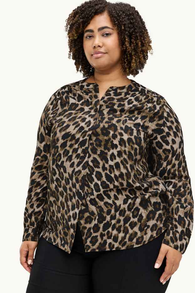 Donna - Blusa - stampa leopardata - beige / marrone