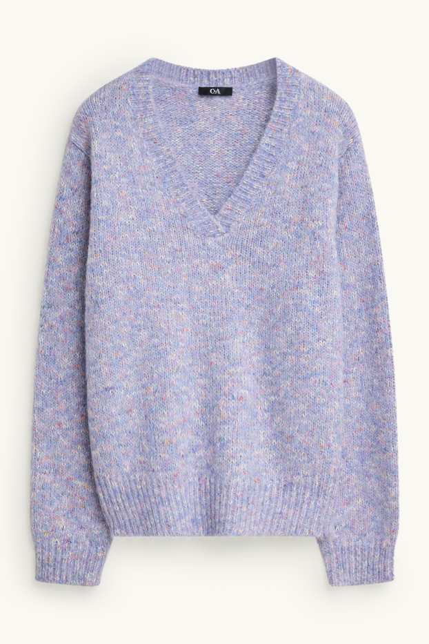 Women - V-neck jumper - lilac