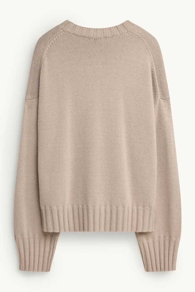 Dames - Trui met kasjmiergehalte - licht beige