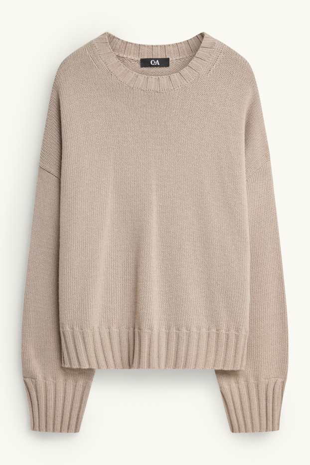 Dames - Trui met kasjmiergehalte - licht beige