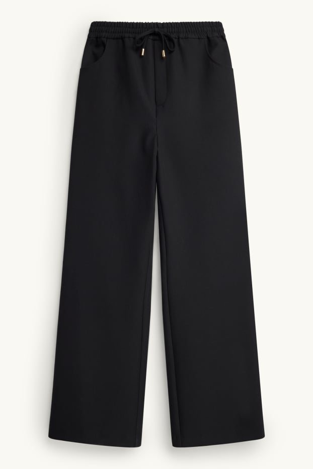 Damen - Stoffhose - High Waist - Relaxed Fit - schwarz