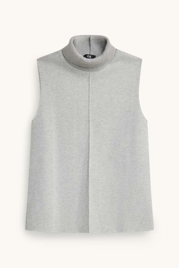 Dona - Top de coll girat - de canalé - gris jaspiat